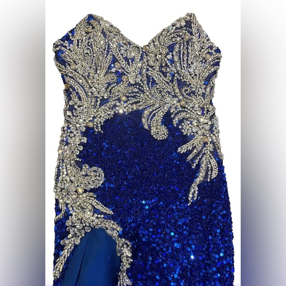 Portia and Scarlett Dresses Sequin and Rhinestone Gown Cobalt Blue Size:6 - Picture 6 of 14